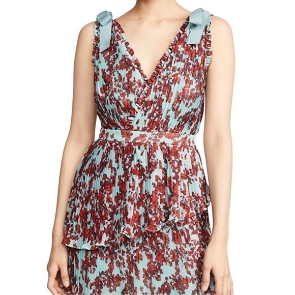 La Maison Talulah Superbloom Mini Dress Red Blue Size L - Picture 5 of 16